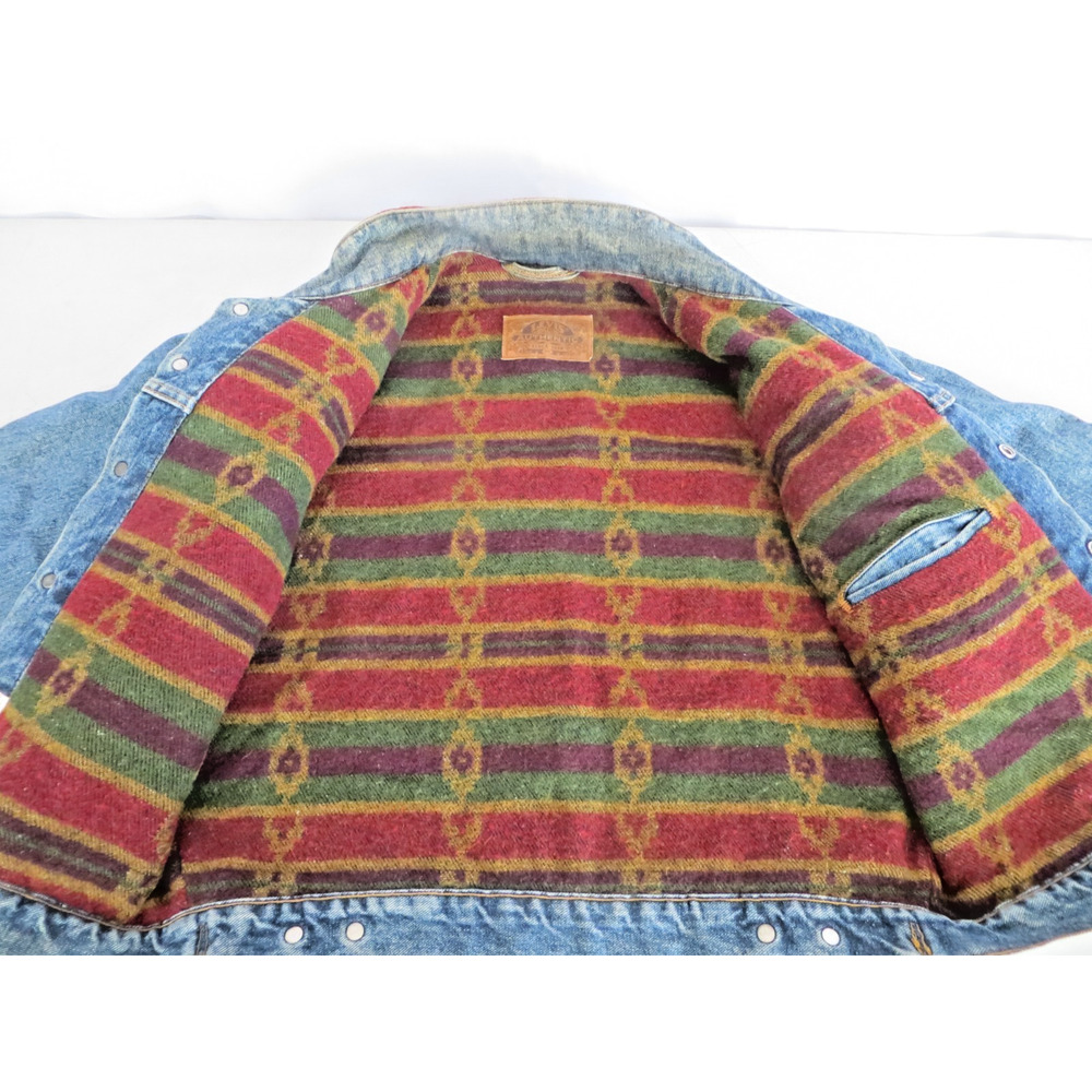 VTG 90s Levi's Authentic Aztec Wool Blanket Lined Denim Jacket Mens Medium 10/92 - Picture 8 of 16